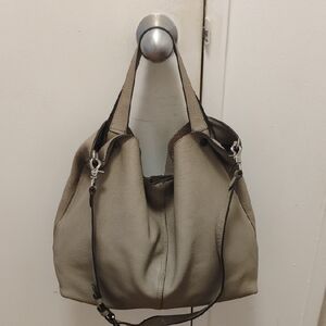 Vince Camuto Gray Leather Shoulder Bag